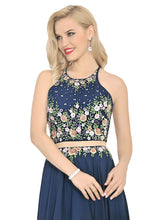 Load image into Gallery viewer, Scoop Prom Dresses A Line Chiffon With Beading&amp;Appliques
