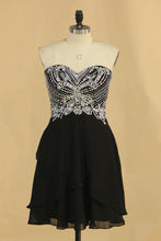 Load image into Gallery viewer, A Line Sweetheart Beaded Bodice Chiffon Short/Mini Homecoming Dress