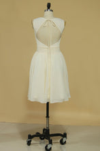 Load image into Gallery viewer, A Line Straps Chiffon Bridesmaid Dresses With Ruffles Open Back