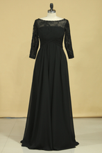 Load image into Gallery viewer, Black Plus Size Mother Of The Bride Dresses Scoop A Line Chiffon With Applique