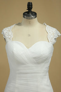 Tulle Sweetheart Ruffled Bodice Mermaid Lace Up Wedding Dresses