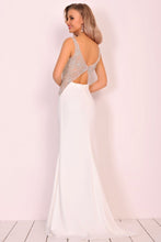 Load image into Gallery viewer, Spandex Bateau Mermaid Sweep Train With Beads&amp;Rhinestones Prom Dresses