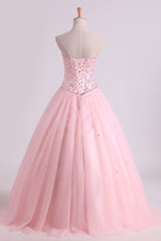 Load image into Gallery viewer, Sweetheart Ball Gown Quinceanera Dresses Tulle With Beads And Rhinestones