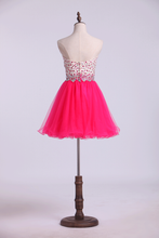 Load image into Gallery viewer, Sweetheart Homecoming Dresses A-Line Beaded Bodice Tulle