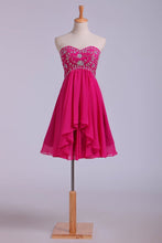 Load image into Gallery viewer, Splendid A Line Short Homecoming Dresses Beaded Bodice With Layered Chiffon Skirt