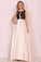 A Line Scoop Satin Prom Dresses With Sequins&Bow Floor Length