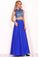 Two-Piece High Neck Beaded Bodice A Line Chiffon Prom Dresses