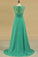 Evening Dresses A Line Scoop Cap Sleeves Chiffon With Applique & Beads