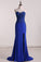 Sweetheart Prom Dresses Sheath Spandex With Applique And Slit