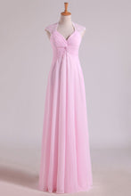 Load image into Gallery viewer, V-Neck Bridesmaid Dresses A-Line Floor-Length With Ruffles