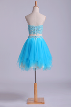 Load image into Gallery viewer, Sweetheart Short Homecoming Dresses Tulle With Applique &amp; Beads