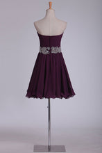 Load image into Gallery viewer, Sweetheart Short/Mini Chiffon With Ruffles And Beads A Line Homecoming Dresses