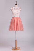 Load image into Gallery viewer, Homecoming Dresses A Line High Neck Tulle With Applique