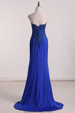 Load image into Gallery viewer, Sweetheart Prom Dresses Sheath Spandex With Applique And Slit