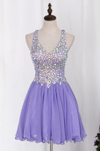 Load image into Gallery viewer, Delicate Short/Mini Halter A Line/Princess Homecoming Dresses Lace&amp;Chiffon Beaded Bodice