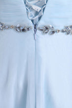 Load image into Gallery viewer, Tulle Straps Bridesmaid Dresses A Line With Ruffles And Beads Floor Length