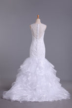 Load image into Gallery viewer, Wedding Dresses Scoop Mermaid Court Train Organza Court Train