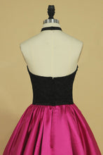 Load image into Gallery viewer, Homecoming Dresses Halter A Line Satin With Applique Two Pieces