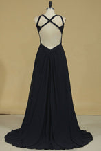 Load image into Gallery viewer, Bridesmaid Dresses Scoop A Line Chiffon With Slit Open Back