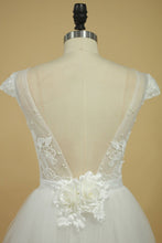 Load image into Gallery viewer, Bateau Sheath Wedding Dresses Tulle With Applique And Sash