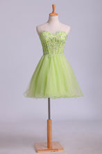 Load image into Gallery viewer, Sweetheart A Line Tulle Homecoming Dress With Beads &amp; Applique