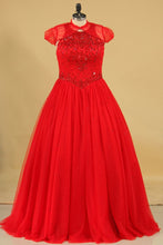 Load image into Gallery viewer, Ball Gown Scoop Tulle With Beading Quinceanera Dresses Court Train