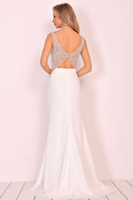 Load image into Gallery viewer, Spandex Bateau Mermaid Sweep Train With Beads&amp;Rhinestones Prom Dresses