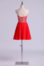 Load image into Gallery viewer, Sweetheart A Line Short/Mini Homecoming Dresses Lace &amp; Chiffon