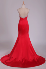 Load image into Gallery viewer, New Arrival Scoop Prom Dresses Mermaid Satin With Beading