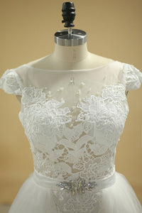 Bateau Sheath Wedding Dresses Tulle With Applique And Sash