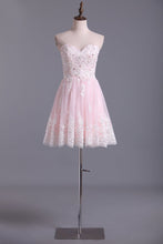 Load image into Gallery viewer, Sweetheart A-Line Homecoming Dresses Tulle With Applique &amp; Beads