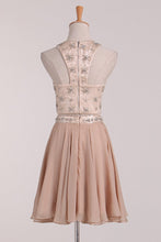 Load image into Gallery viewer, Two-Piece Scoop Homecoming Dresses A Line Chiffon With Beading