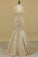 V Neck Mermaid Open Back Wedding Dresses Satin With Applique Court Train