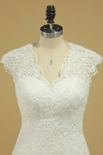 Load image into Gallery viewer, Wedding Dresses V Neck Cap Sleeve With Applique Mermaid Lace