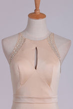 Load image into Gallery viewer, Evening Dresses Sheath Scoop Spandex With Beading Sweep Train