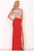 Two-Piece Scoop Prom Dresses Spandex With Beads And Slit