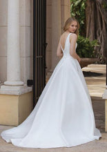 Load image into Gallery viewer, Cheap Satin V Neck Wedding Dresses Elegant Beach Bridal Dresses